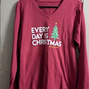 Life Is Good Festive Red Long Sleeve Tee